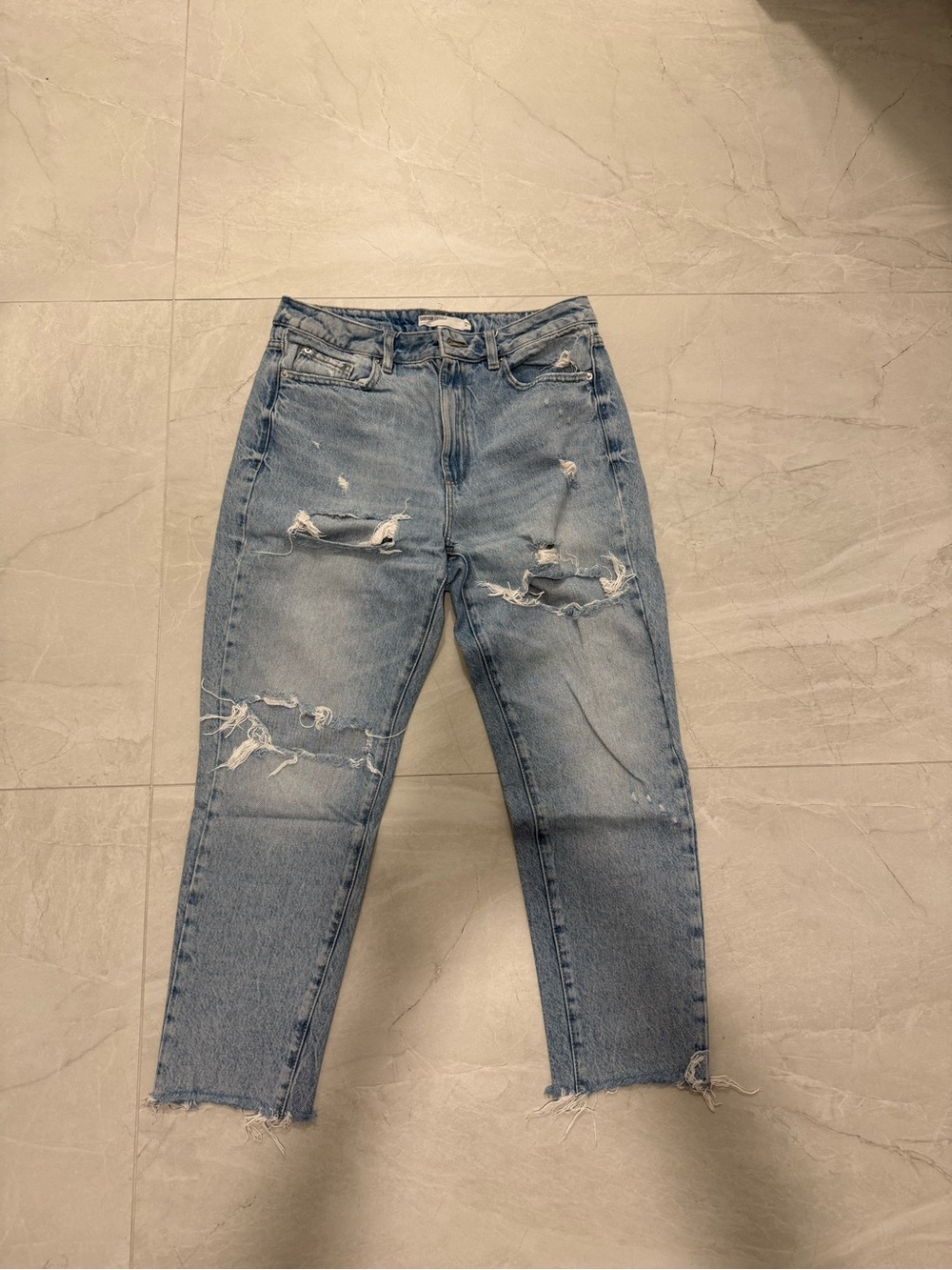 Garage Light Blue Distressed Cropped Jeans